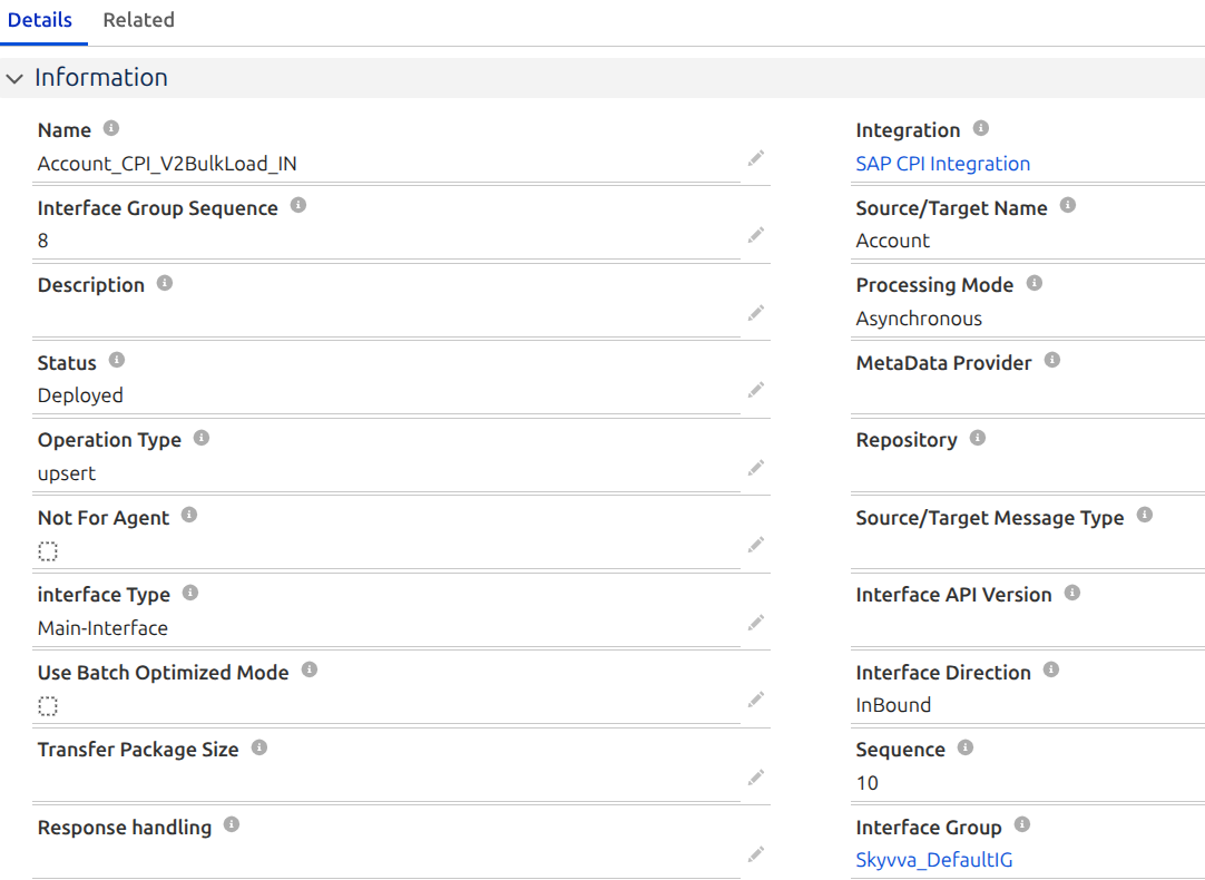 Account interface